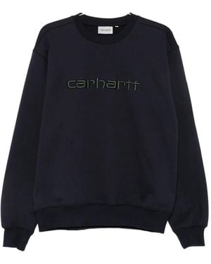 Carhartt Logo-Embroidered Crew-Neck Jumper - Blue