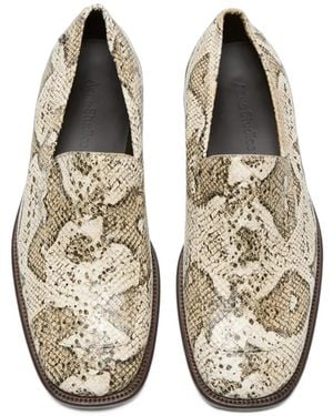 Acne Studios Snake‑Print Leather Loafers - White