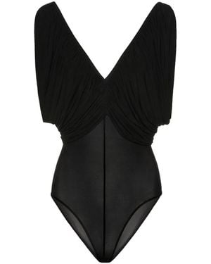 Magda Butrym Ruched Cupro-Blend Bodysuit - Black