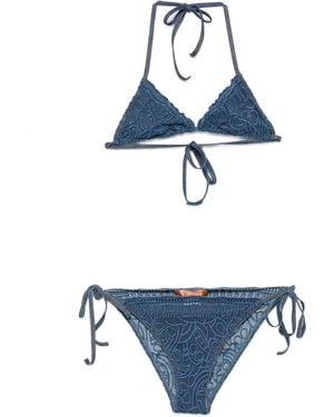 Ermanno Scervino Triangel-Bikinioberteil Mit Stickerei - Blau