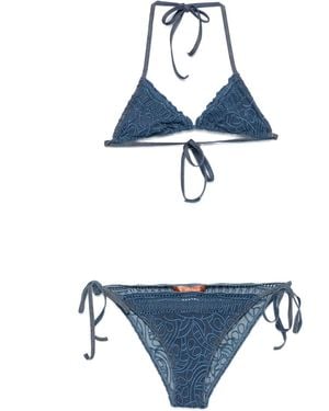 Ermanno Scervino Embroidered Triangle Bikini - Blue