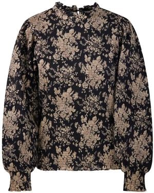 Antik Batik Floral-Print Smocked Blouse - Black