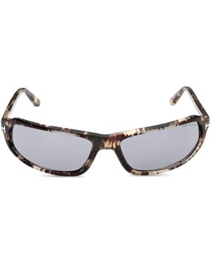 Tom Ford Tortoiseshell-Effect Rectangle-Frame Sunglasses - Brown