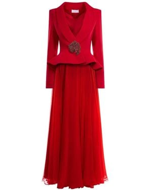ARAFTU Robe Courte À Ornements En Cristal - Red
