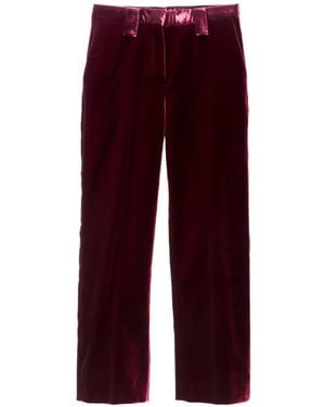 Versace Pantalon En Velours Viscose - Rouge