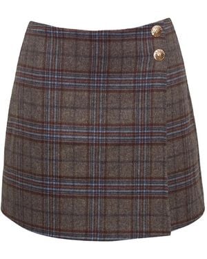 Cara Cara Plaid Wrap Skirt - Grey
