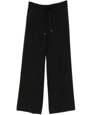 ERMANNO FIRENZE Satin-Stripe Drawstring Pants - Black