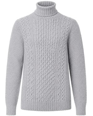 Drumohr Cable-Knit Roll-Neck Jumper - Grey