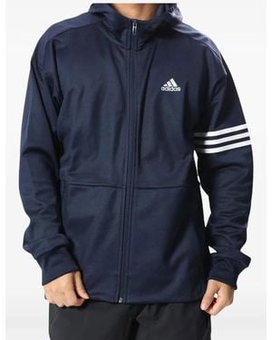 adidas Logo-Print Zip-Up Hoodie - Blue