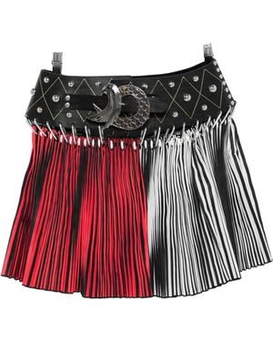Chopova Lowena Straight Ride Studded Pleated Mini Skirt - Red