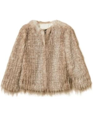 Twinset Fringed Faux-Fur Jacket - Natural