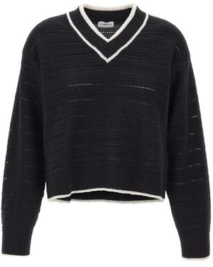 Marella Ribbed V-neck wool sweater - Schwarz
