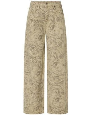 Liu Jo Boyfriend Pants With Glitter Print - Natural
