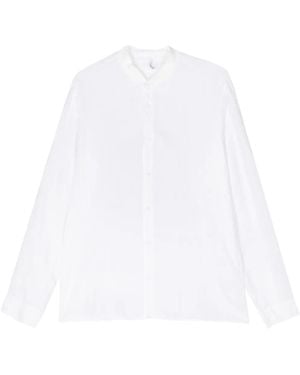 Transit Ribbed-Band Collar Linen Shirt - White