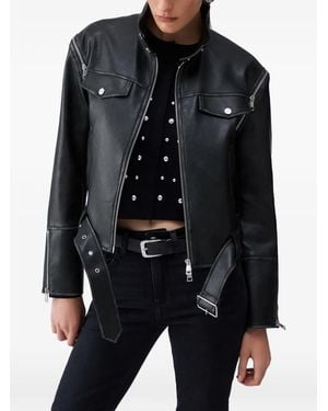 Liu Jo Detachable-Sleeve Belted Jacket - Black