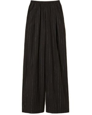 Twinset Pinstriped Palazzo Trousers - Black