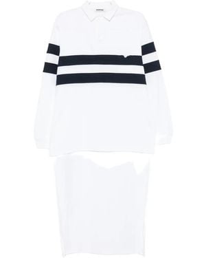 DARKPARK Jill Stripe-Detail Asymmetric Polo Top - White