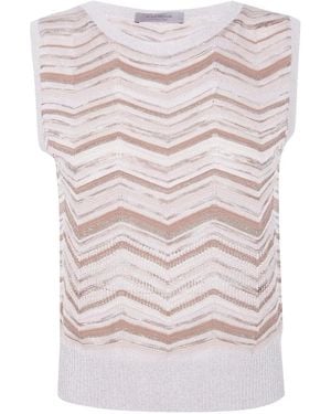 D.exterior Chevron-Knit Vest - White