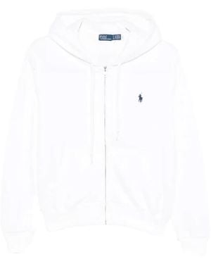 Polo Ralph Lauren Logo-Embroidered Zip-Up Hoodie - White