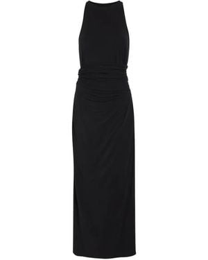 Another Tomorrow Ruched-Waist Sleeveless Midi Dress - Black