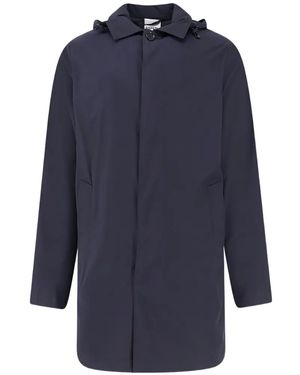 Aspesi Removable-Hood Waterproof Coat - Blue