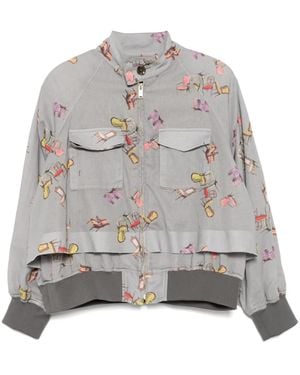Undercover Graphic-Print Bomber Jacket - Gray