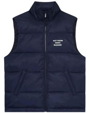 Drole de Monsieur Quilted Logo-Print Gilet - Blue