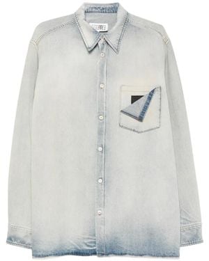 MM6 by Maison Margiela Faded-Effect Denim Jacket - Grey