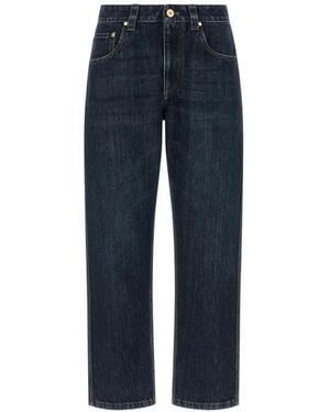 Brunello Cucinelli Shiny Bartack Straight-Leg Jeans - Blue