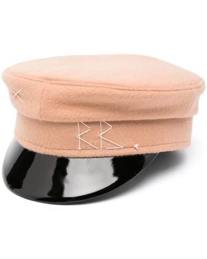 Ruslan Baginskiy Logo-Embroidered Wool Baker Boy Cap - Pink