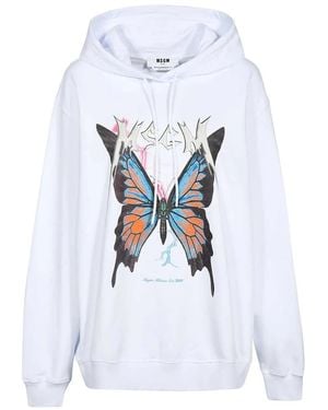 MSGM バタフライプリント パーカー - ホワイト