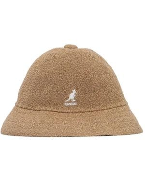 Kangol Logo-Embroidered Textured Bucket Hat - Natural