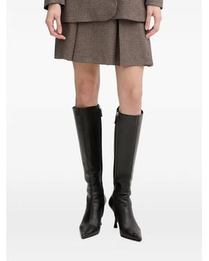 Morgan Houndstooth Horsebit-Detail Skirt - Black