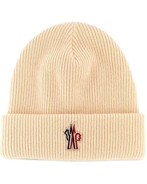 Moncler Logo-Patch Beanie Hat - Natural