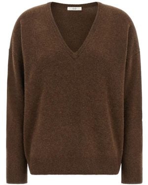 Co. V-Neck Cashmere Jumper - Brown