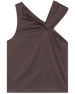 Aeron Asymmetrical-Neck Top - Brown