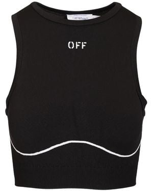 Off-White c/o Virgil Abloh Logo-Print Seamless Sports Top - Black