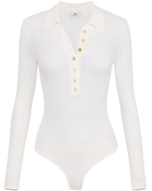 Elisabetta Franchi Knitted Polo Bodysuit - White