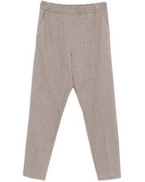 Le Tricot Perugia Herringbone-Pattern Pants - Gray