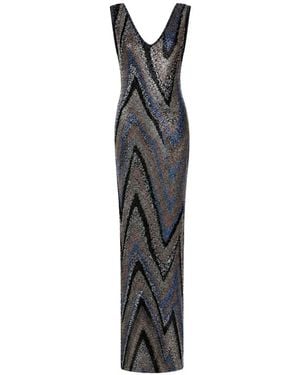 Missoni Vestido Largo Con Cuello En V - Negro