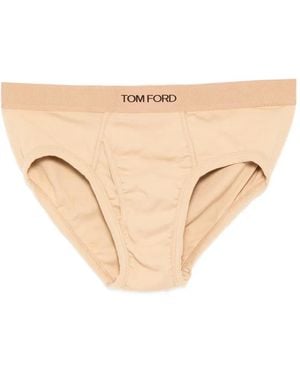 Tom Ford Logo-Waistband Jersey Briefs - Natural
