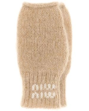 Miu Miu Guantes Con Detalle Del Logo - Neutro