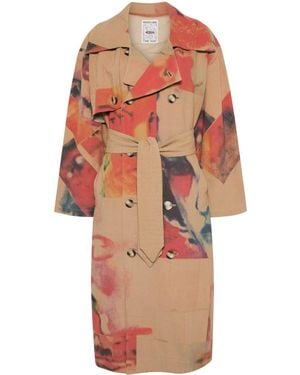 Kidsuper Faces Collage Trench Coat - Orange