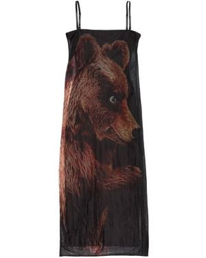 Acne Studios Bear-Print Slip Dress - Black