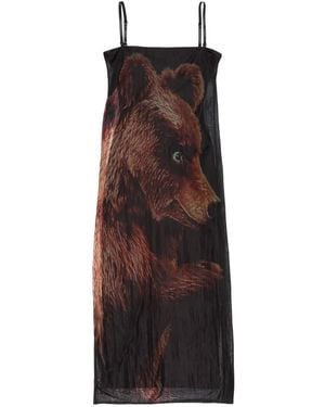 Acne Studios Bear-Print Slip Dress - Black
