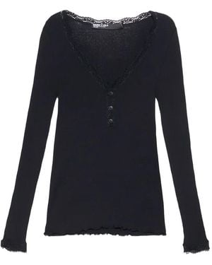 Bimba Y Lola Ribbed V-Neck T-Shirt - Black