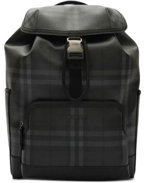 Burberry City Check Clip Backpack - Black