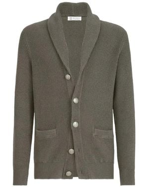 Brunello Cucinelli Malfilé-Katoenen Engelse-Rib Vest - Groen