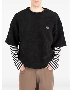 Societe Anonyme Bear Fleece-Texture Logo-Patch T-Shirt - Black