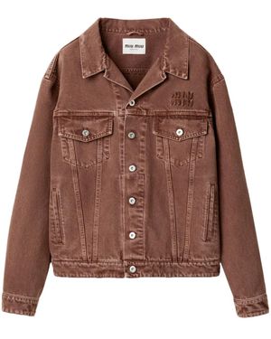Miu Miu Stückgefärbte Jeansjacke - Braun